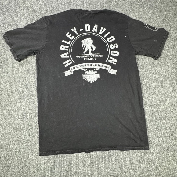 Harley Davidson Shirt Men M Black Operation Personal Freedom Wounded Warrior Tee - Picture 9 of 12